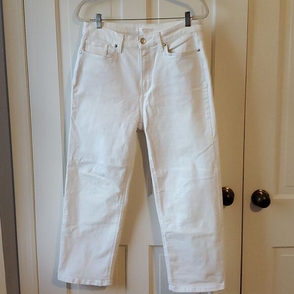 LAUREN CONRAD WHITE DENIM JEANS SIZE 10 HIGH RISE CROP - Picture 1 of 5